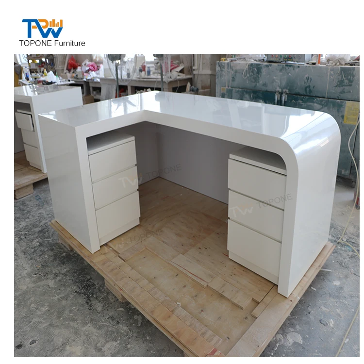 Newstar Luxury Italian  White Marble Furniture Modern Office Room Table CEO Boss Executive Marble Office Desk