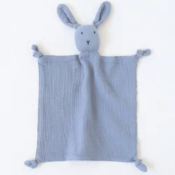 20232 New 100% cotton Gauze Ins Hot Sale Rabbit Bunny Head Toy Baby Lovey Baby Comforter Muslin Security Blanket