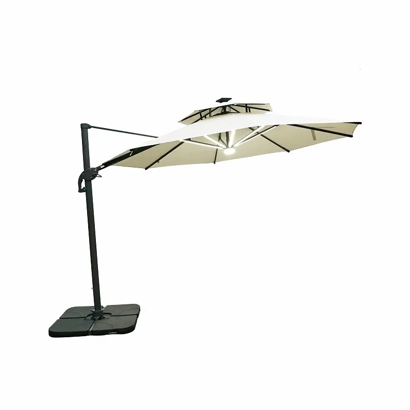 Оптовая продажа, диаметр 3 м, круглый светодиодный светильник, защита от солнца с регулируемым поворотным двойным верхом, Римский зонтик (1600482982561)