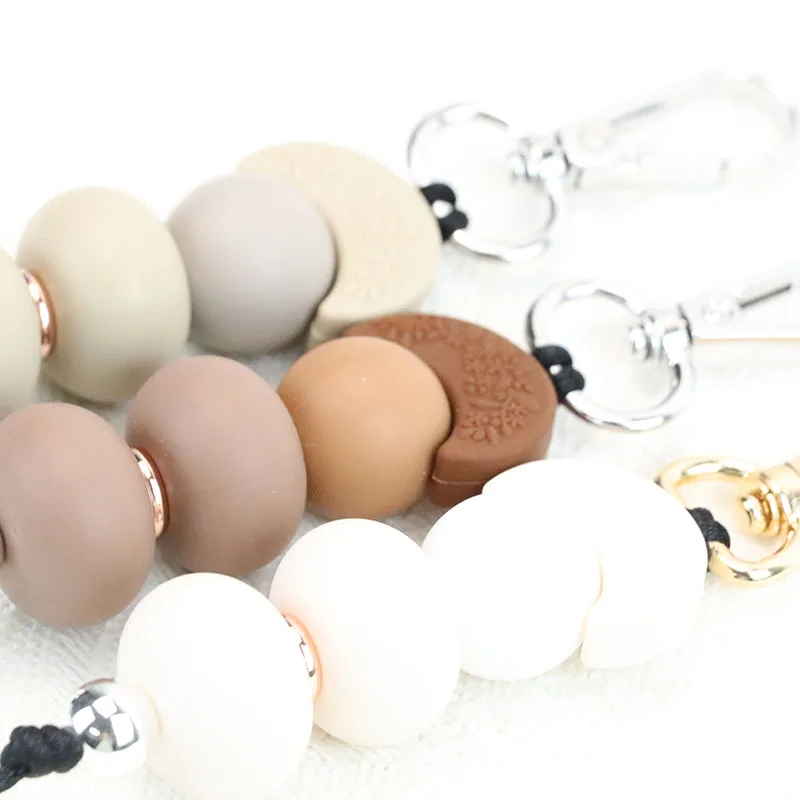 Moon Shape Silicone Abacus Beads Silicone Round Beads Pendant Keychain