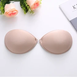 Mei Xiao Ti Glossy Cloth Silicone Bra Cup Fabric Face Silicone Inner Seamless Invisible Self-adhesive Stick On Chest Deep V Bra