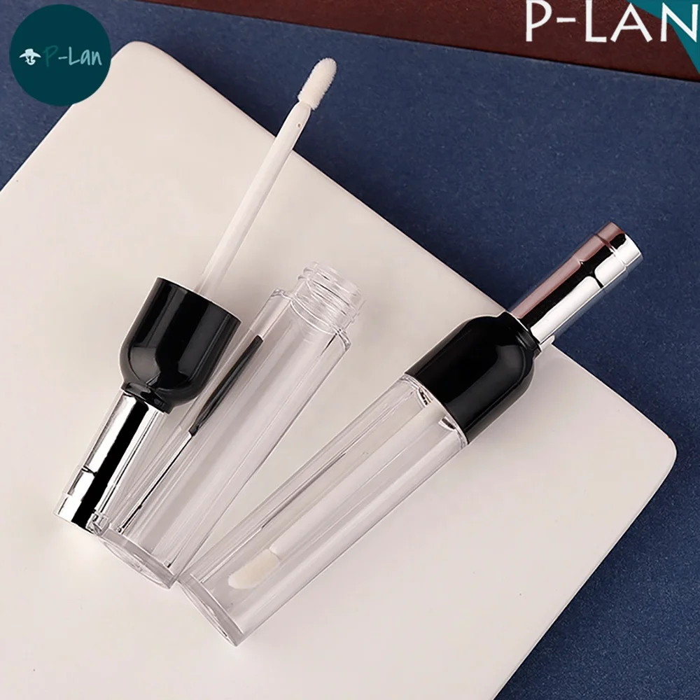 Stock Wholesale Factory Price Multi Color Wine Shape 6ML Clear Empty Wine Lip Gloss Bottle Cosmetic Packaging Lip Gloss Tube