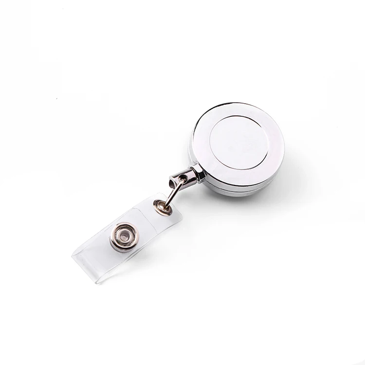 
New Arrival Retractable ID Card Badge Holders Pull Metal Silver Badge Reel Holder Lanyard Name Tag Belt 