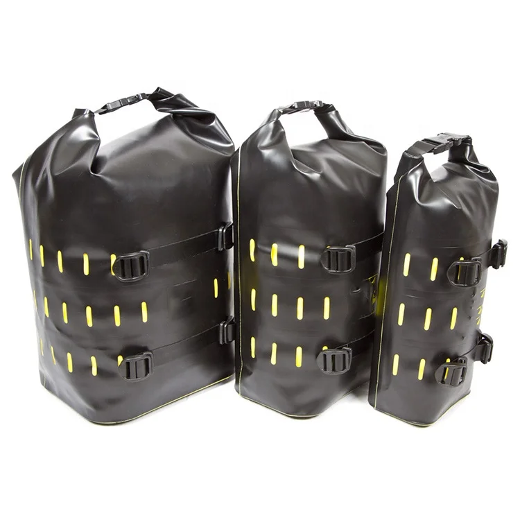 840D TPU Roll Top Closed Welded Molle System Saddlebag Waterproof Luggage Bag For Motorcycle