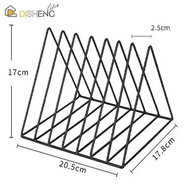 Portable Storage Rack for File Magazine Book 7 Slot Metal Racks Triangle Holder Organizer for Office Home Storage Shelf