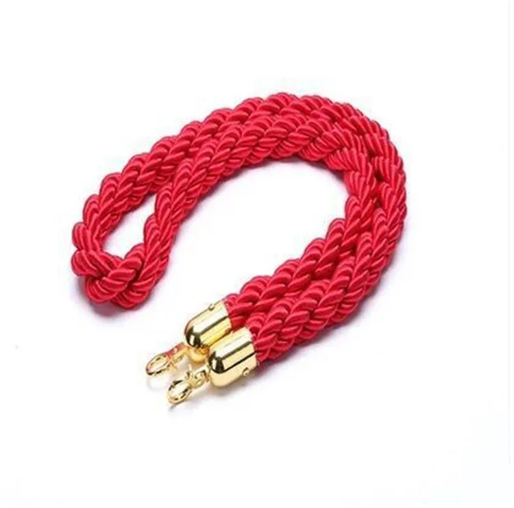 Gold and Silver Crowd Control Stanchion Posts with Red Velvet Rope for Hotel Party and Event Barriers