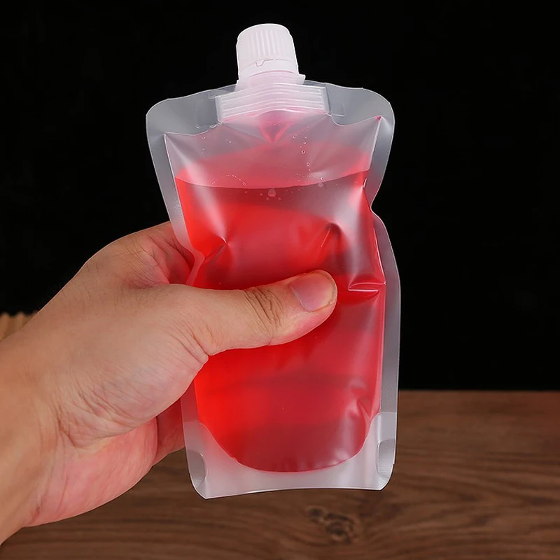 Custom High quality Food Grade plastic clear 500ml drink pouches bags with spout