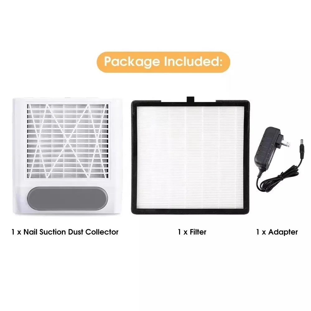Nail Art Desk 80W white powder silver gold filter replaceable dust collection vacuum cleaner