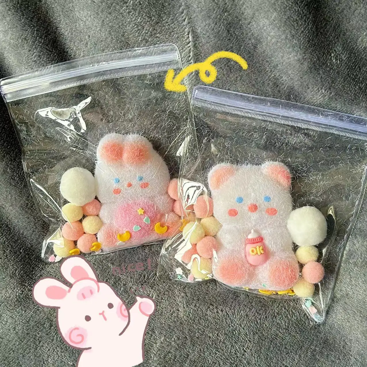 Cute rabbit bear Fidget Toy TPR Soft Mochi Squeeze Anti-stress Toy Party Favors Stress Relief Toys for Kids Adult