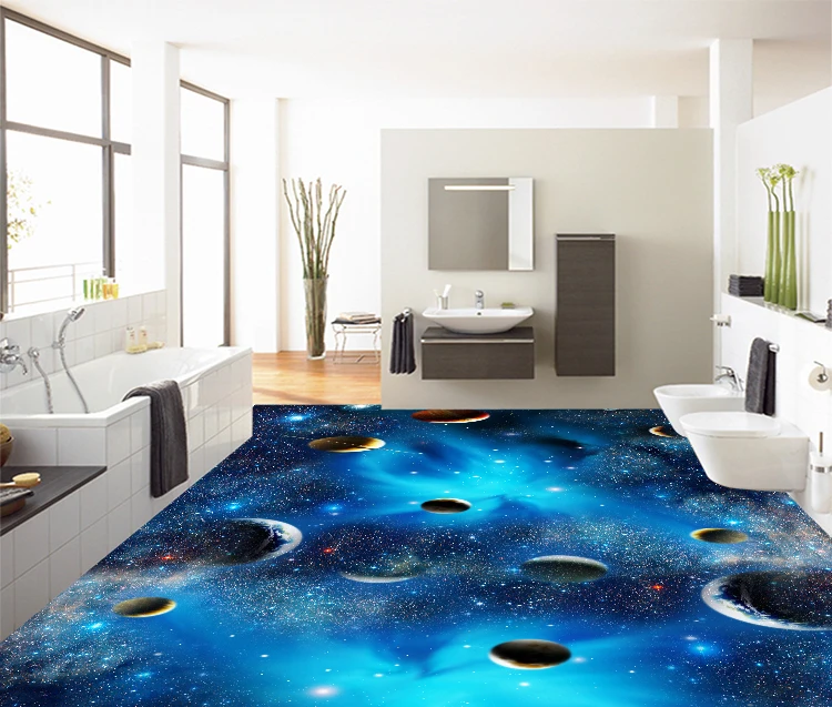 Custom Photo Floor Sticker European Style Mural Stone Parquet In Grand Hall  Waterproof Floor Sticker