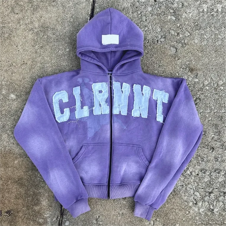 YITE 100% Cotton French Terry patchwork hoodie High quality Streetwear patch Heavyweight 0versized distressed embroidery Hoodie
