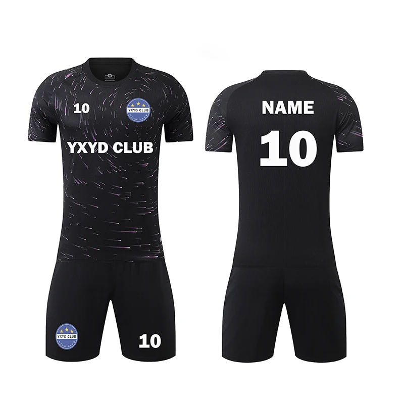 Оптовая продажа футбольная тренировочная рубашка с коротким рукавом Мужская фиолетовая Футбольная форма Молодежная школьная команда майка