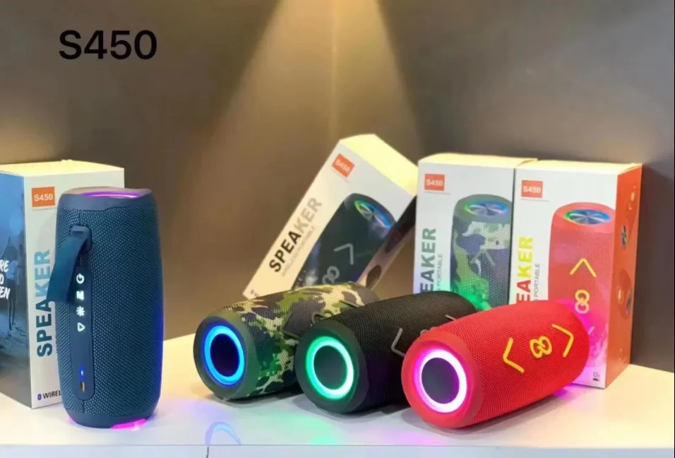 New S450 Wireless Bluetooth Speaker Outdoor Handsfree Call Portable Audio Fabric Handheld TWS Colorful Light speaker