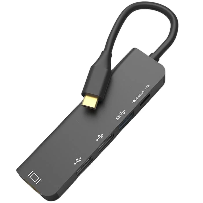  5 в 1 Тип C концентратор USB до 4K HD-MI 3 * Type A 5V зарядки многопортовый Адаптер Hub для ПК ноутбука Mac