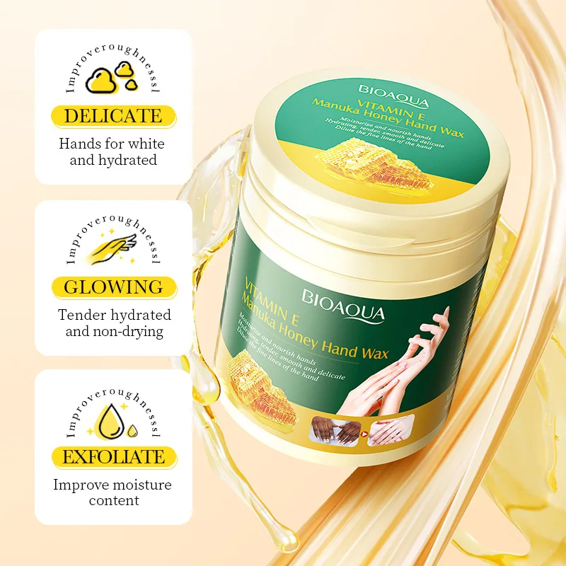 BIOAQUA Honey Milk Hand Wax Moisturizing Tender Smoothing Exfoliating Peeling Off Vitamin E Hand Mask Cream Skin Care Products