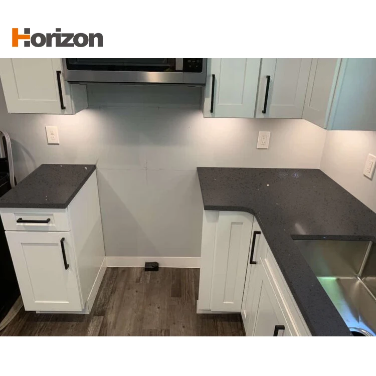 Black Polished Artificial Quartz Stone Large Slabs Calacatta Quartz Stone Countertop for Kitchen