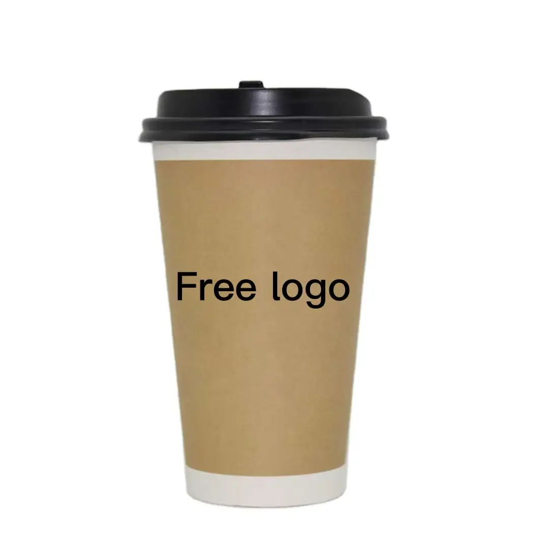 Big Brand OEM pe pla coated paper cup compostable take away cups 8oz 12 oz take away  logo print cup with paper plastic  lid