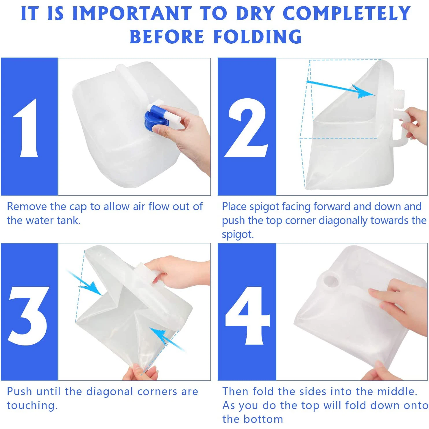 Foldable Cube Camping Water Container Collapsible Hiking Water Storage Bag Gallon Water Carrier, BPA-free, Portable Water