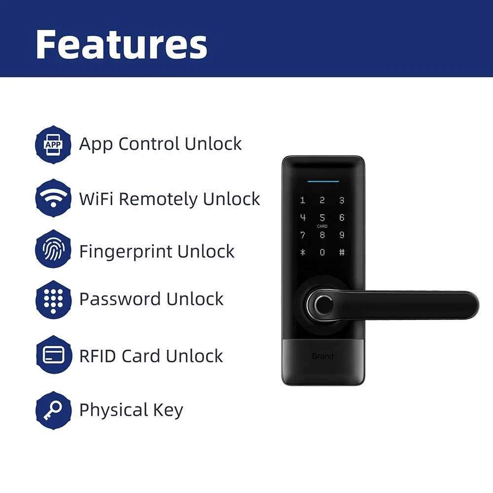 Security Keyless Electronic Door Lock  WiFi Smart Biometric Fingerprint Door Lock  App Digital Fingerprint Door Lock
