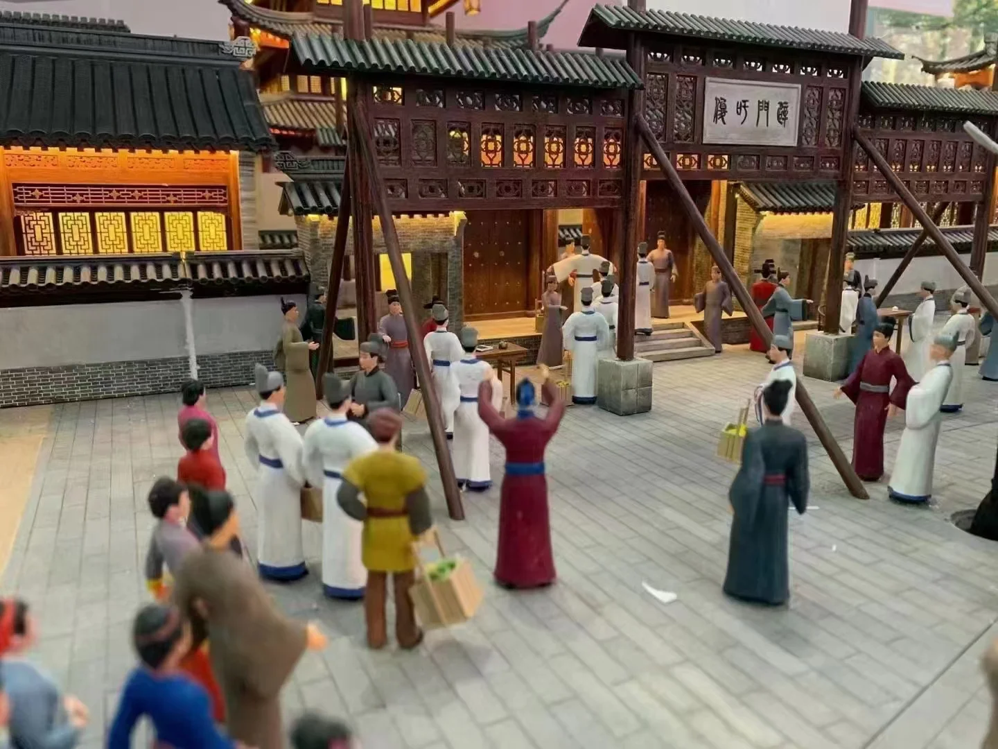 Miniature model of urban building sewage treatment, architect constructs solid model,  school, hospital building scale model