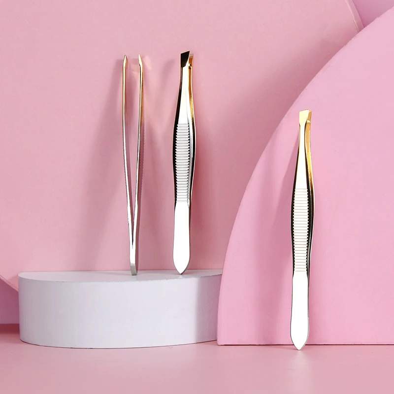 Lower MOQ  Fast Customized  Smart Private Label Silver  Gold Eyebrow  Tweezers