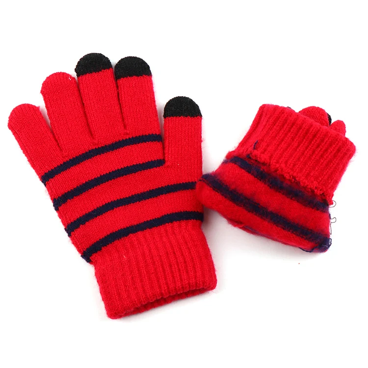  Knitted Acrylic Touch-screen Gloves Winter glove with Jacquard logo for Adults outdoor Use Touch