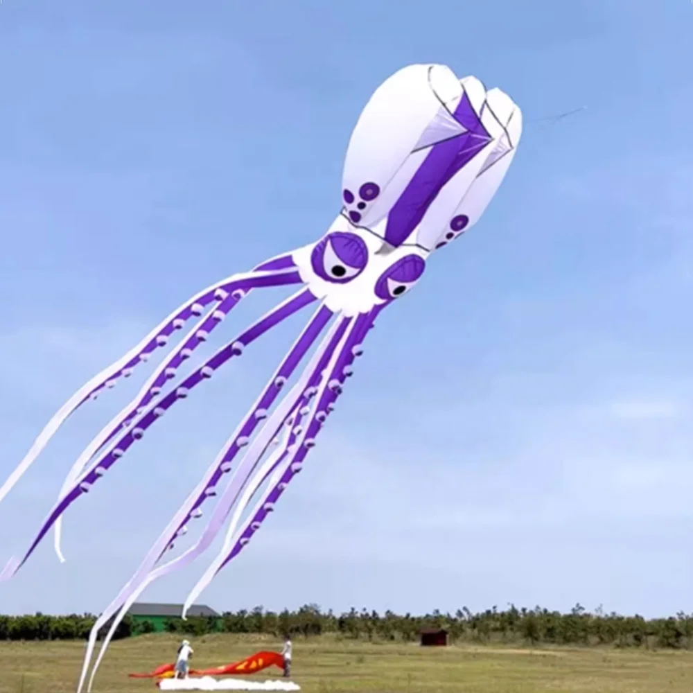 Wholesale 18m  chinese flying 3D nylon inflatable  octopus parafoil soft beach kite for sale