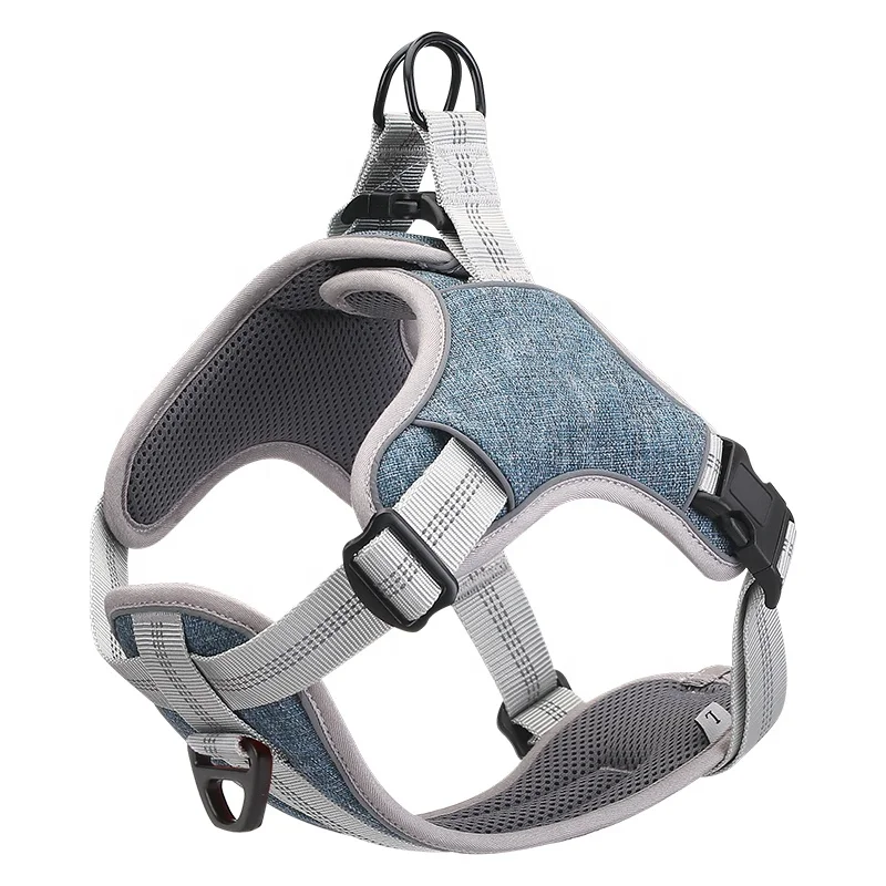 Dog Harness No Pull Reflective Vest with 2 Metal Leash Hooks Adjustable Soft Padded Pet for Small Medium