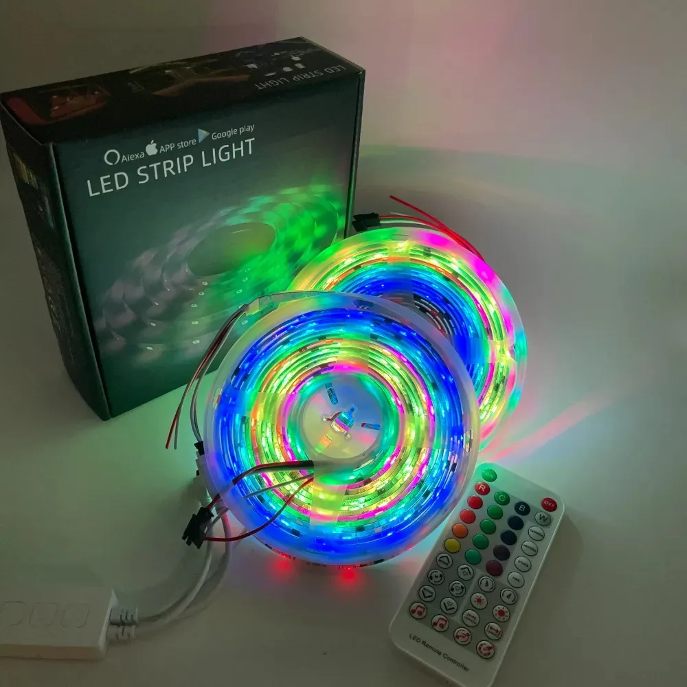 Waterproof Garden Music Color 5 Meter 5v 12v Drl Ws2812 Ws2812b 5050 Rgbw Rgbic Backlight 300 Smd Led Strip Light For Tv