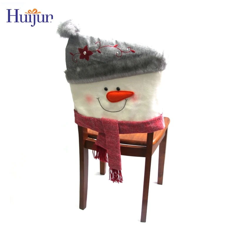 christmas Craft Best selling High Quality 3D christmas chair back cover set of 3 for Home decoration Santa snowman reindeer Festival items