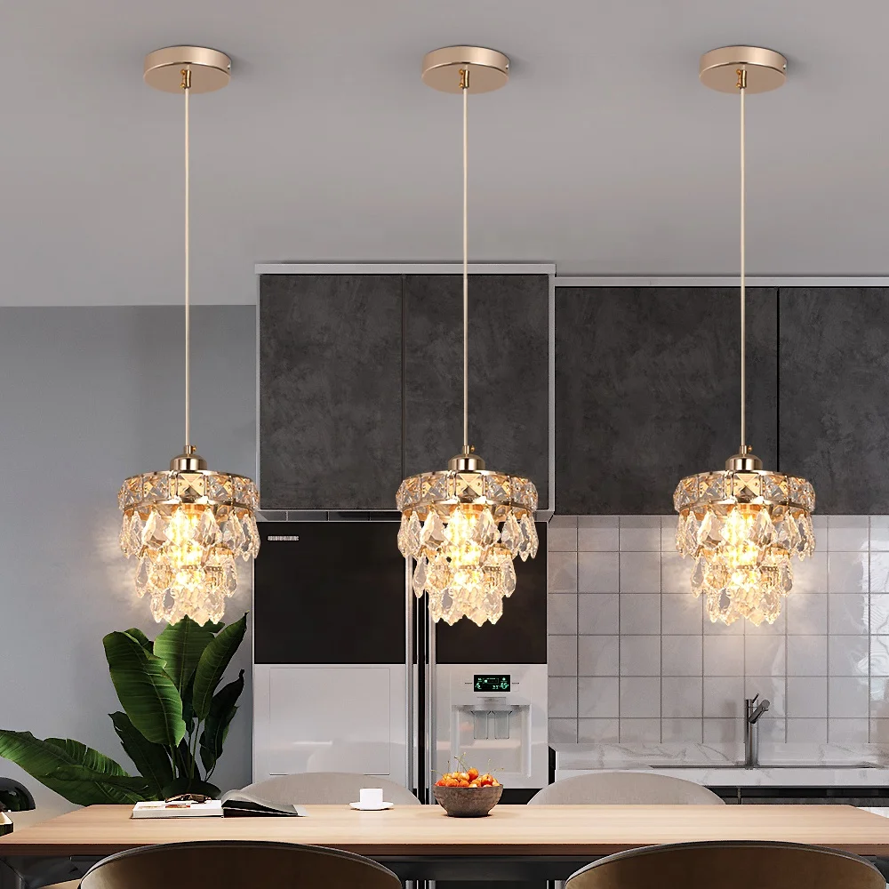 E27 Bulb Crystal Petal Chandelier Pendant Light For Dining Table Kitchen Island