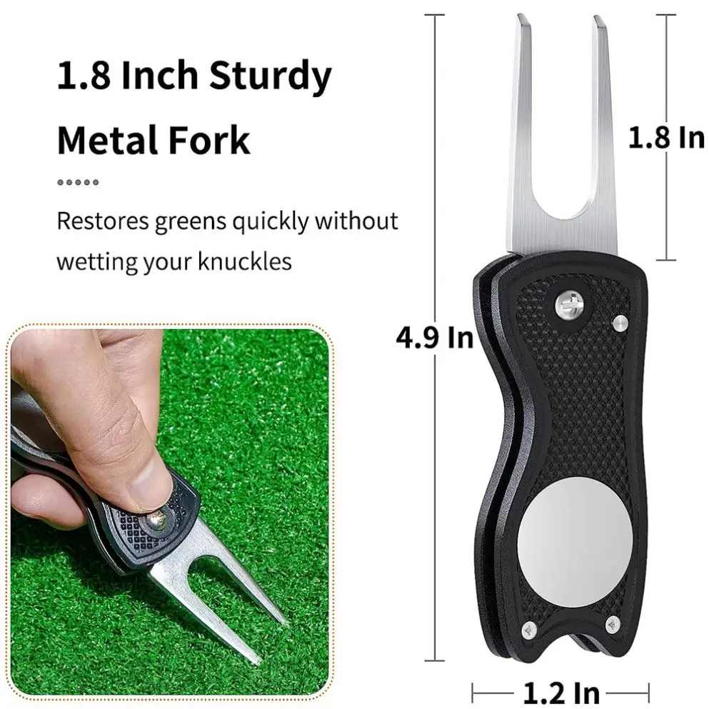 Wholesale Custom Logo Metal Magnet Zinc Alloy Golf Divot Repair Tool Switchblade Personalized Golf Ball Marker Blank Divot Tool