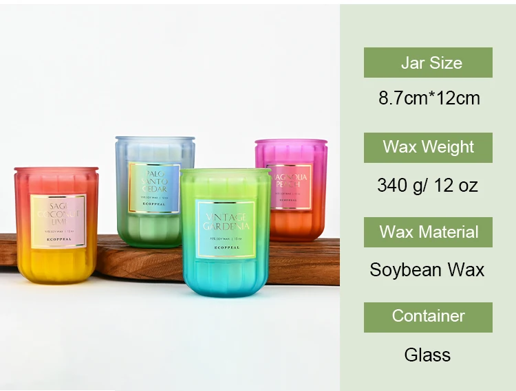 12Oz Luxury Eco-Friendly Frosted Candle Personalized Private Label Soy Natural Wax Scented Candles