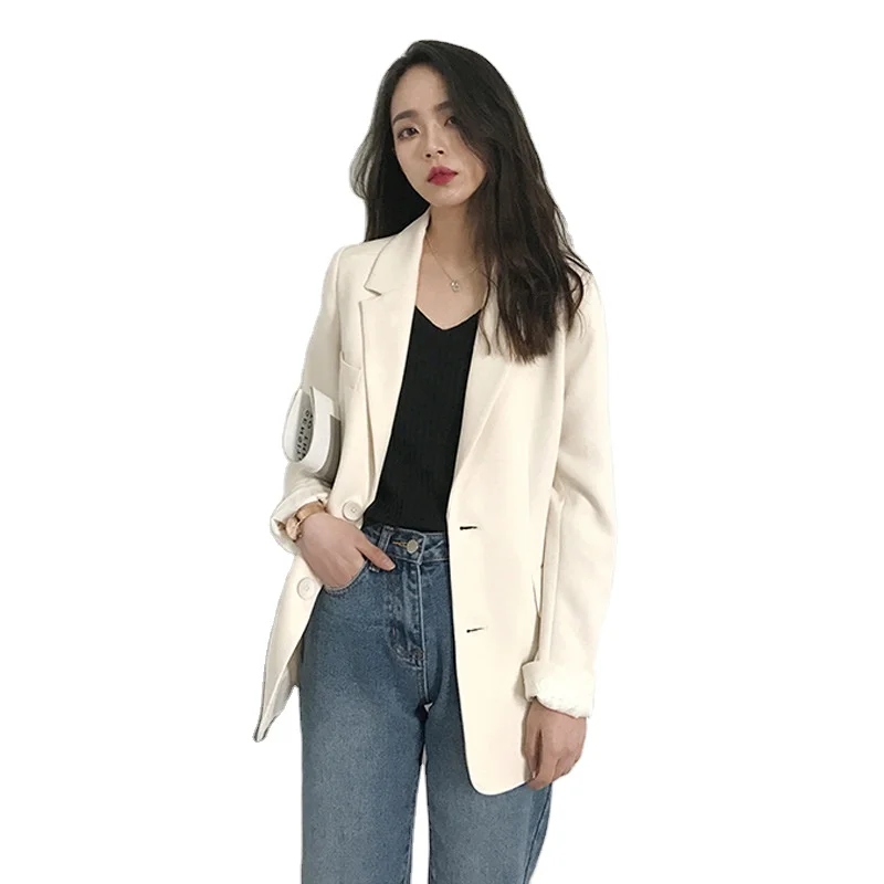 2022 New Arrivals Women Spring Solid Color Buttons Sleeve Suit Coats Ladies Loose British Trend Suit Jackets Low Price Blazer