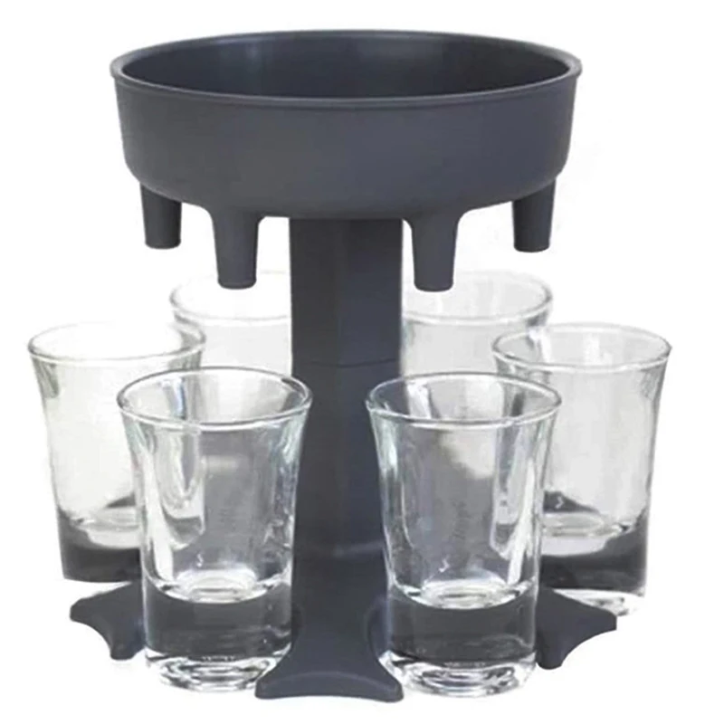  Liquor Dispenser 6 Shot Glass Wine Whisky Beer Holder Drinking Games Tools for Christmas Home Party