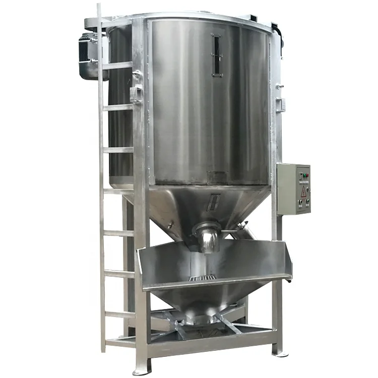 Stainless steel 500kg solid  plastic granular  rubber processing machinery hydraulic vertical mixer