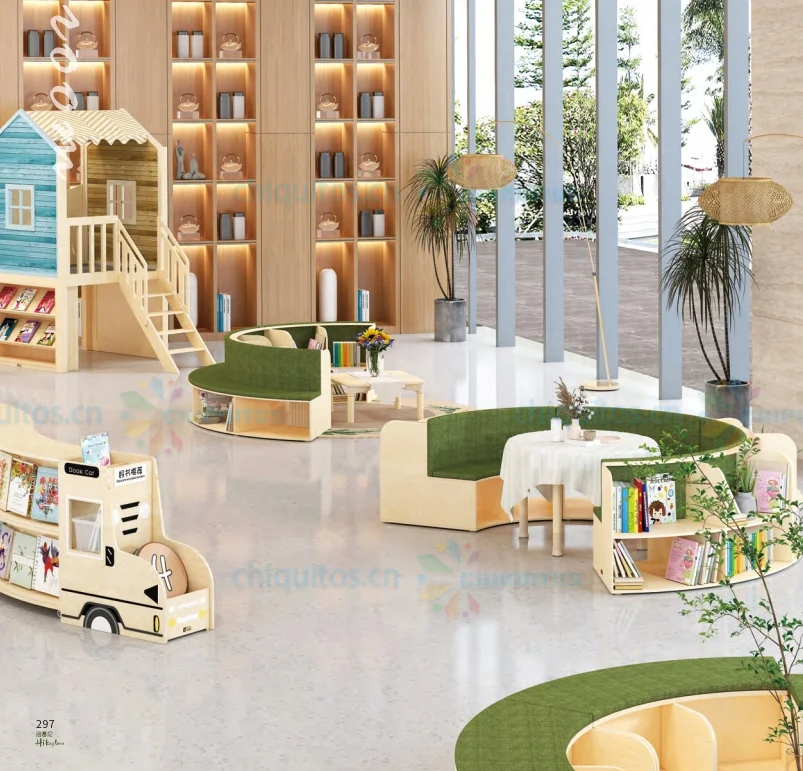 Chiquitos Modern Wooden Kids Library Furniture for Early Education Reading Spaces and Playroom Design