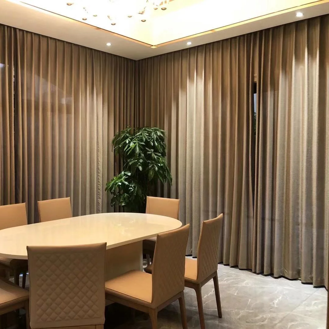 High quality luxury silky blackout curtains can be customized new design hotel curtains