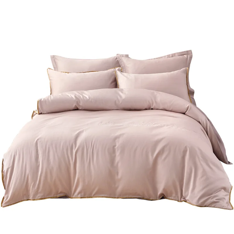 soft light solid color bedding set bed cover set can machine wash cold advanced duvet cover set with flat sheet and pillowcase