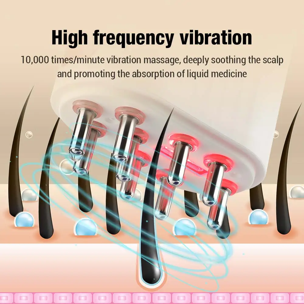Red Light Therapy Vibration Massage Brush Medicine Liquid Oil Applicator Microcurrent Head Scalp Massager Comb for Hair Growth