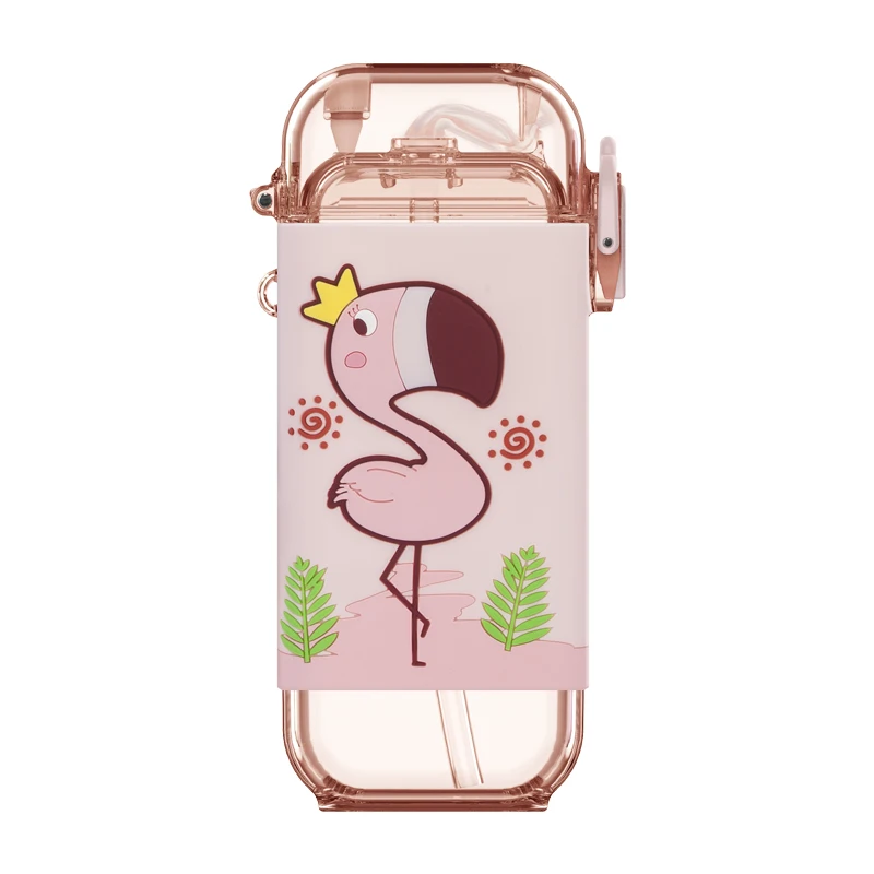 PINKAH 280ml Custom Cute Cartoon 3D Sleeve Sports Bottle with Square Straw Lid Plastic Accessory for School Kids