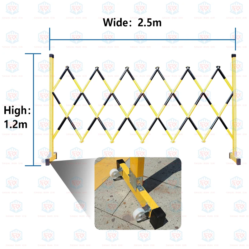 Temporary Steel Traffic Barrier Retractable Telescopic Isolation Fence for outdoor Working Environment