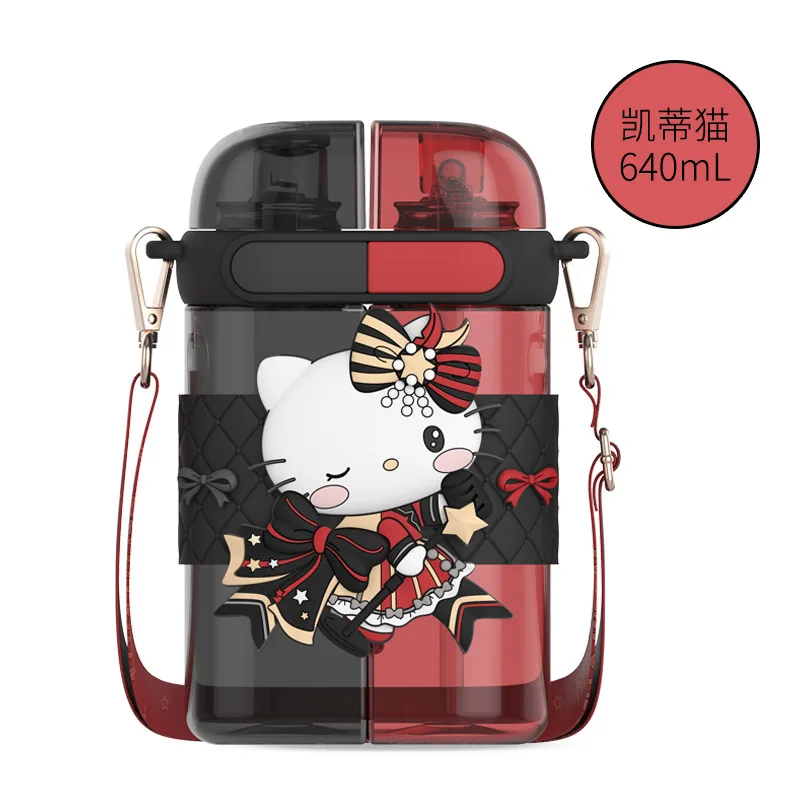 Yubon new sanrioed anime water cup kawaii melody cinnamoroll Double Drink with straw Portable Square Large Capacity Water Bottle