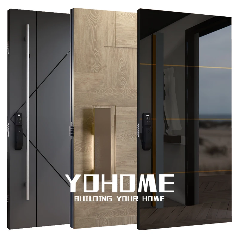 Ghana gray steel front pivot security doors with smart locks wi-fi security door for home ornate european front door for house