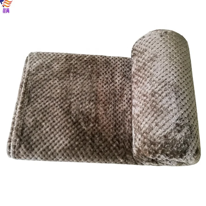 Soft textured microfiber waffle flannel fleece throw blanket wholesale
