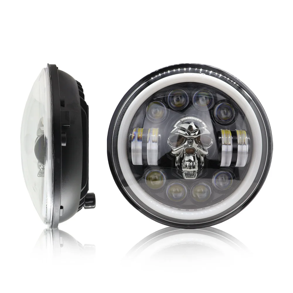 7-inch skull colorful headlight Harley motorcycle ghost headlight Wrangler light super powerful super bright headlight