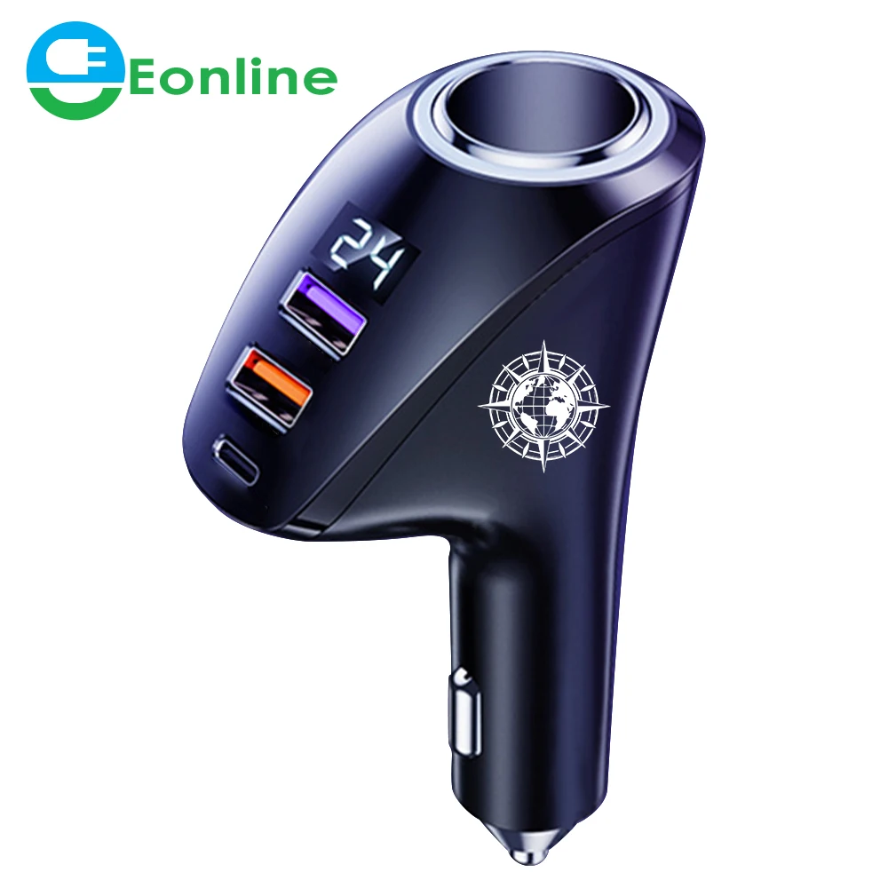EONLINE 72W Car Charger Usb Type C Super Fast Charging PD 4.0 Quick Charge 3.0 Cigarette Lighter Socket For iPhone Samsung