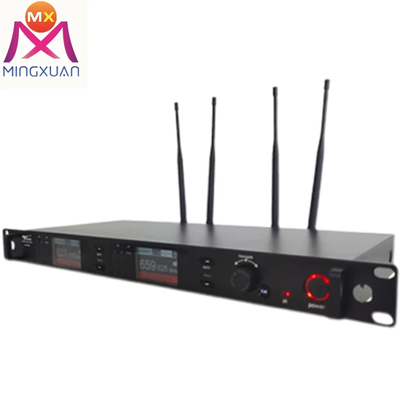 Wireless True Diversity Dual Microphone Uhf Professional Conferences Speeches Black Metal
