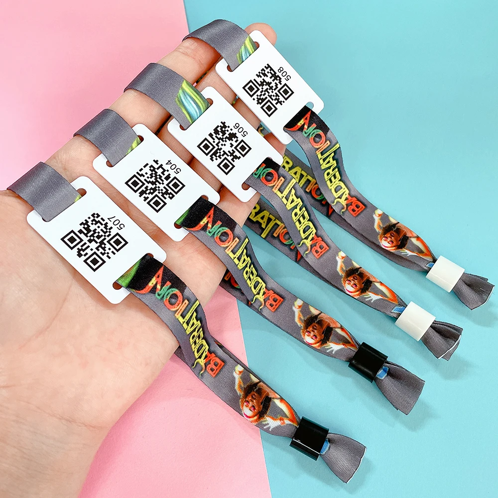 Full Color RFID Fabric Wristband for Sporting Events Music Festivals NFC Parties Ticket Bracelet For Event