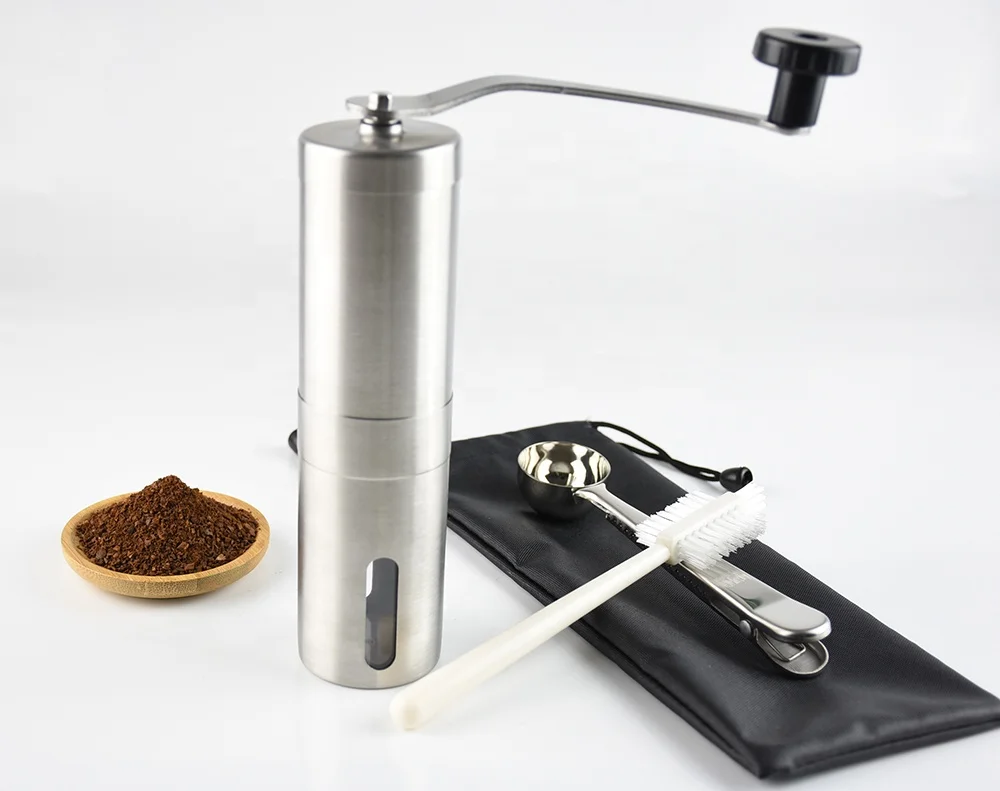 Manual Coffee Grinder Hand Coffee Bean Grinder with Measuring Brush Spoon
